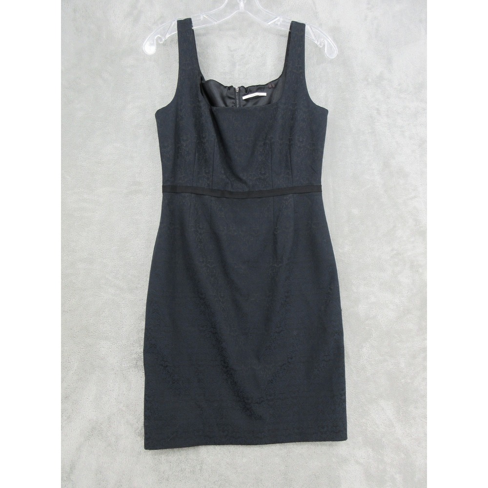T Tahari Dress Womens Size 6 Brocade Sleeveless Sheath Cocktail Floral Navy Zip